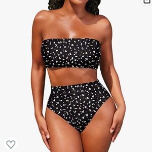 NWOT small Women's Bandeau High Waisted Bikini 2 Piece Swimsuit Removable Straps